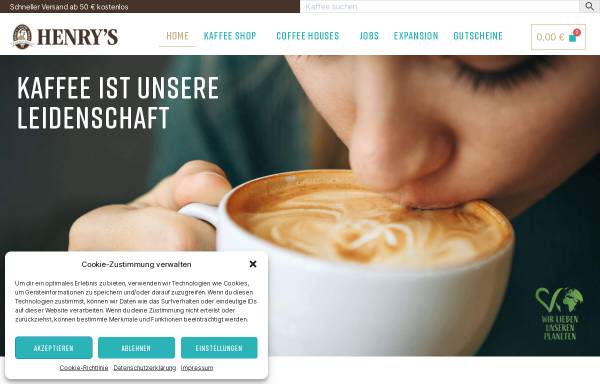 Vorschau von www.henrys-coffee.de, Henry´s Coffee World AG