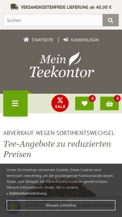 Vorschau der mobilen Webseite mein-teekontor.de, Mein Teekontor, Thomas Prachtel