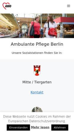 Vorschau der mobilen Webseite www.awo-ambulant.de, AWO Gemeinnützige Pflegegesellschft mbH
