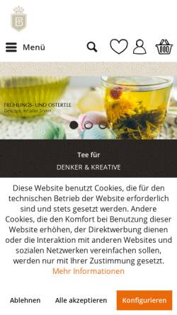 Vorschau der mobilen Webseite www.teehaus-bachfischer.de, Teehaus Bachfischer Versand KG