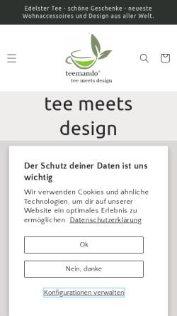 Vorschau der mobilen Webseite teemando.de, Teemando, Die Stempel GmbH