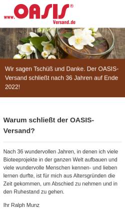 Vorschau der mobilen Webseite www.oasis-versand.de, Oasis Versand, RM-Service GmbH