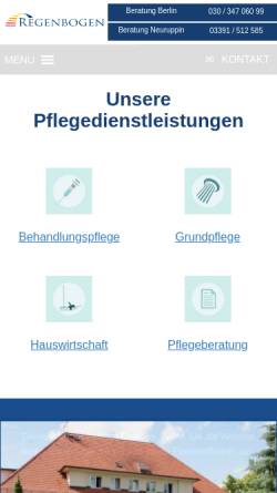 Vorschau der mobilen Webseite www.hauskrankenpflege-regenbogen.de, Hauskrankenpflege Regenbogen