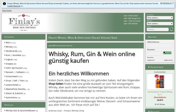 Vorschau von www.finlayswhiskyshop.de, Finlays Whisky Shop, Andreas Hamann