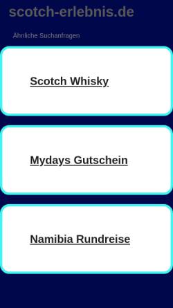 Vorschau der mobilen Webseite scotch-erlebnis.de, Scotch Erlebnis, Handelsagentur Kühn, Klaus-Dieter Kühn