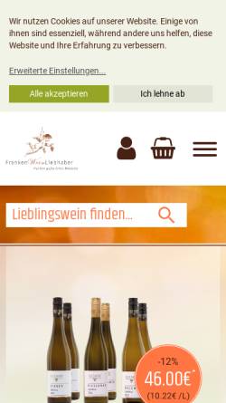 Vorschau der mobilen Webseite www.frankenweinliebhaber.de, Regiogate GmbH