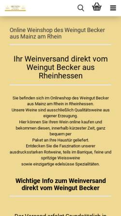 Vorschau der mobilen Webseite www.weinshop-becker.de, Weinsgut Becker