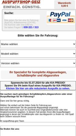 Vorschau der mobilen Webseite www.auspuffshop-geiz.de, Ringel Fahrzeugteile, Eberhard Ringel