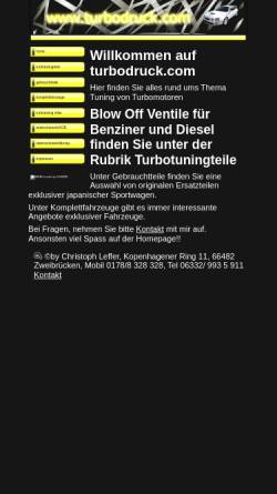 Vorschau der mobilen Webseite turbodruck.com, Turbodruck.com, Leffer Christoph