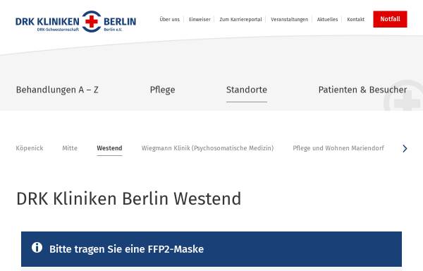 Vorschau von www.drk-kliniken-berlin.de, DRK Klinik Westend