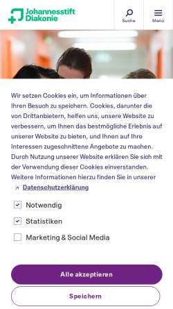Vorschau der mobilen Webseite www.pgdiakonie.de, Elisabeth Diakonissen - und Krankenhaus