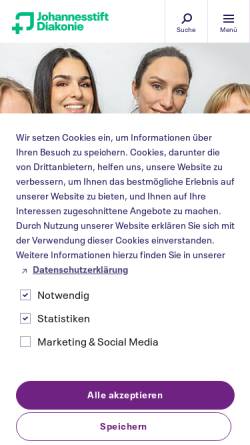Vorschau der mobilen Webseite www.pgdiakonie.de, Evangelisches Krankenhaus Hubertus