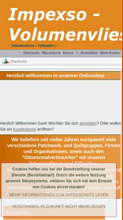 Vorschau der mobilen Webseite www.volumenvliese.de, Volumenvliese.de