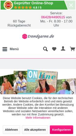 Vorschau der mobilen Webseite www.trendgarne.de, Trendgarne.de
