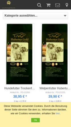 Vorschau der mobilen Webseite www.hubertus-online-shop.de, ABS GbR für Jagd und Hund