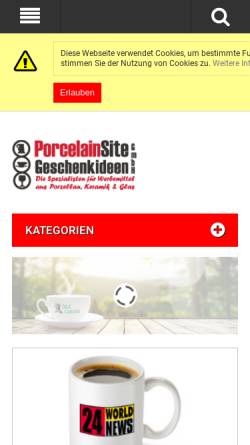 Vorschau der mobilen Webseite www.porzellanseite.de, PorcelainSite Geschenkideen GmbH