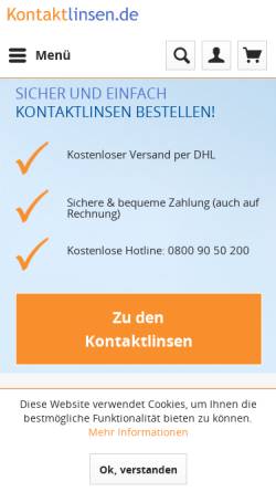 Vorschau der mobilen Webseite www.kontaktlinsen.de, TPB GmbH