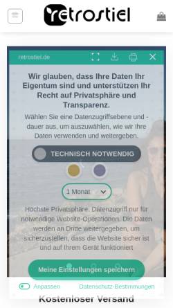 Vorschau der mobilen Webseite retrostiel.de, Wiedenbeck & Stefan Züfle GbR