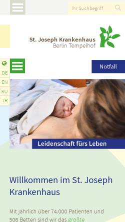 Vorschau der mobilen Webseite www.sjk.de, St. Joseph Krankenhaus Berlin Termpelhof