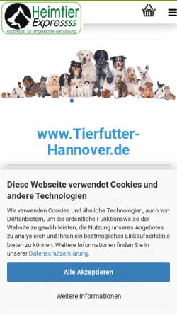 Vorschau der mobilen Webseite heimtier-express.de, Heimtier Express, Ulf Riedel