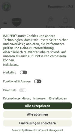 Vorschau der mobilen Webseite www.barfers-wellfood.de, Barfer’s Wellfood GmbH, Norman Vogel
