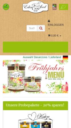 Vorschau der mobilen Webseite www.edenfood.de, Edenfood Bio Tierfutter