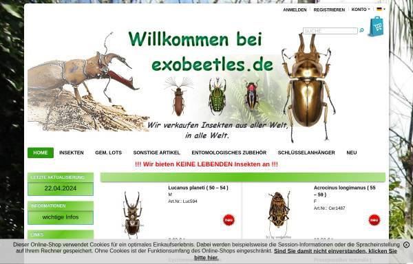 Vorschau von www.exobeetles.de, Insektenhandel Richter