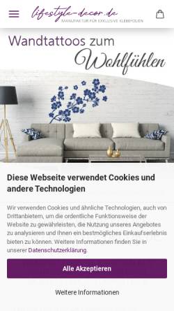 Vorschau der mobilen Webseite lifestyle-decor.de, Druck & Beschriftung Greiner GbR