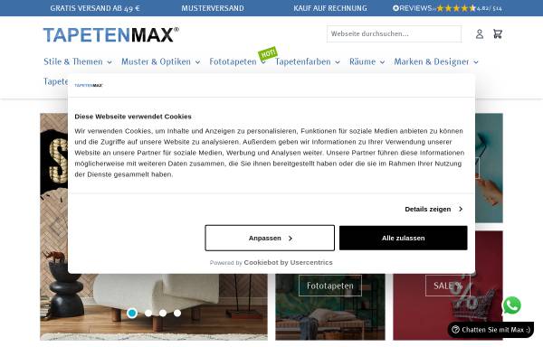 Vorschau von www.tapetenmax.de, Tapetenmax, Kröger GmbH