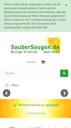 Vorschau der mobilen Webseite www.saubersaugen.de, SauberSaugen.de, Inhaber: Anja Sohrmann