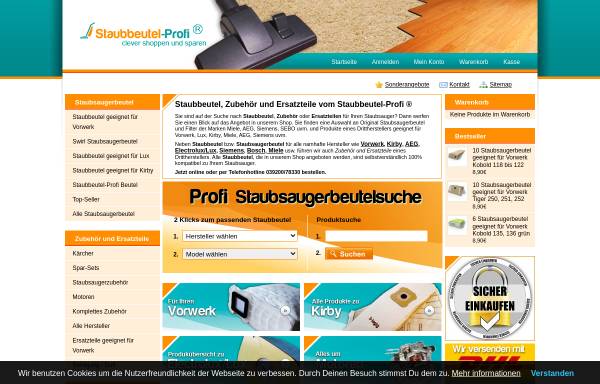 Vorschau von www.staubbeutel-profi.de, S&E Vertrieb und Handels GmbH