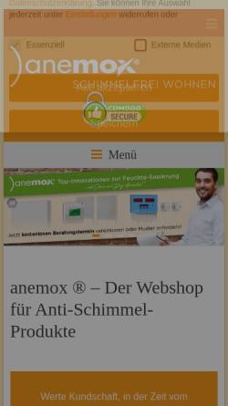 Vorschau der mobilen Webseite www.anemox-schimmel.de, Alphatherm, Wolfgang Ludwig