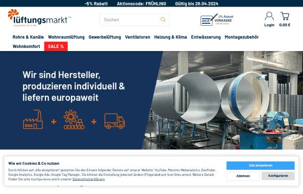 Vorschau von www.lueftungsmarkt.de, Merk Internethandel GmbH & Co.KG