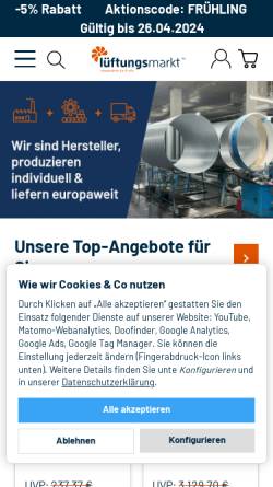 Vorschau der mobilen Webseite www.lueftungsmarkt.de, Merk Internethandel GmbH & Co.KG