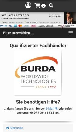 Vorschau der mobilen Webseite www.derinfrarotprofi.de, BURDA Infrarot-Heizstrahler