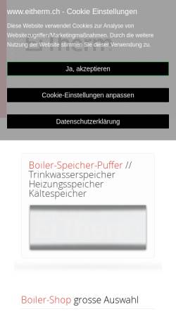 Vorschau der mobilen Webseite www.boiler-speicher-puffer.ch, EiTherm GmbH