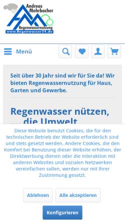Vorschau der mobilen Webseite www.regenwasser24.de, Regenwasser24.de, Andreas Mohrbacher
