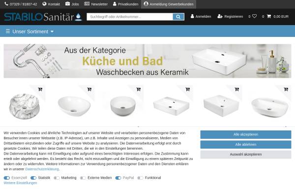 Vorschau von www.stabilo-sanitaer.de, Stabilo Werkzeugfachmarkt für Haus-Hof-Freizeit GmbH