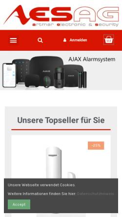 Vorschau der mobilen Webseite www.aesag.ch, Artmar Electronic & Security AG