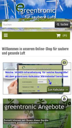 Vorschau der mobilen Webseite www.greentronic.de, Greentronic GmbH