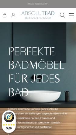 Vorschau der mobilen Webseite www.absolut-bad.de, Absolut Bad Badausstattungs GmbH