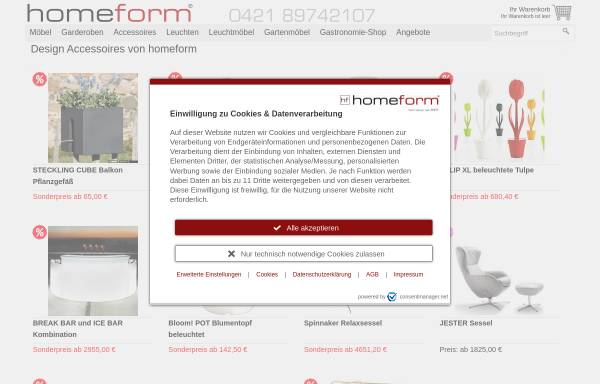 Vorschau von www.homeform.de, Wohndesign zum Anklicken
