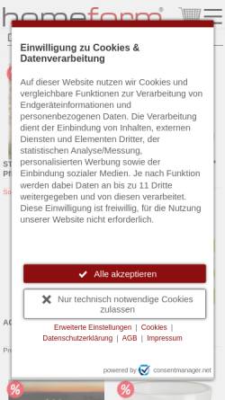 Vorschau der mobilen Webseite www.homeform.de, Wohndesign zum Anklicken