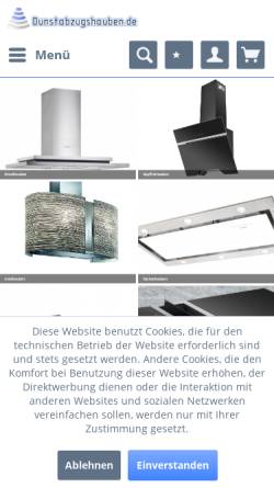 Vorschau der mobilen Webseite dunstabzugshauben.de, WFK Küchen GmbH