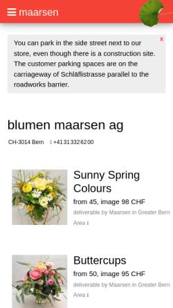 Vorschau der mobilen Webseite www.maarsen.ch, Blumen Maarsen AG