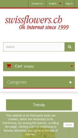 Vorschau der mobilen Webseite www.swissflowers.ch, Swissflowers