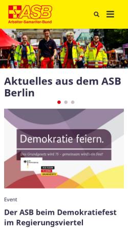 Vorschau der mobilen Webseite www.asb-berlin.de, ASB LV Berlin e.V. / Fachdienst Wasserrettungsdienst