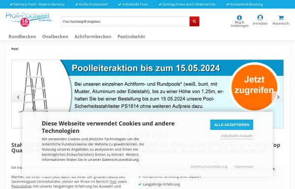 Vorschau von www.profi-poolwelt.de, Freizeitwelt-Online GmbH & Co. KG