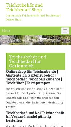 Vorschau der mobilen Webseite www.teichgarten-shop.de, Teichgarten-Shop David Placht