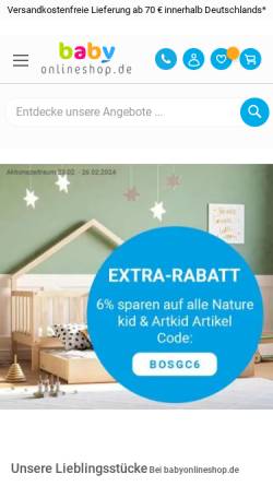 Vorschau der mobilen Webseite www.babyonlineshop.de, Baby-Online-Shop Haus des Kindes, Stockert